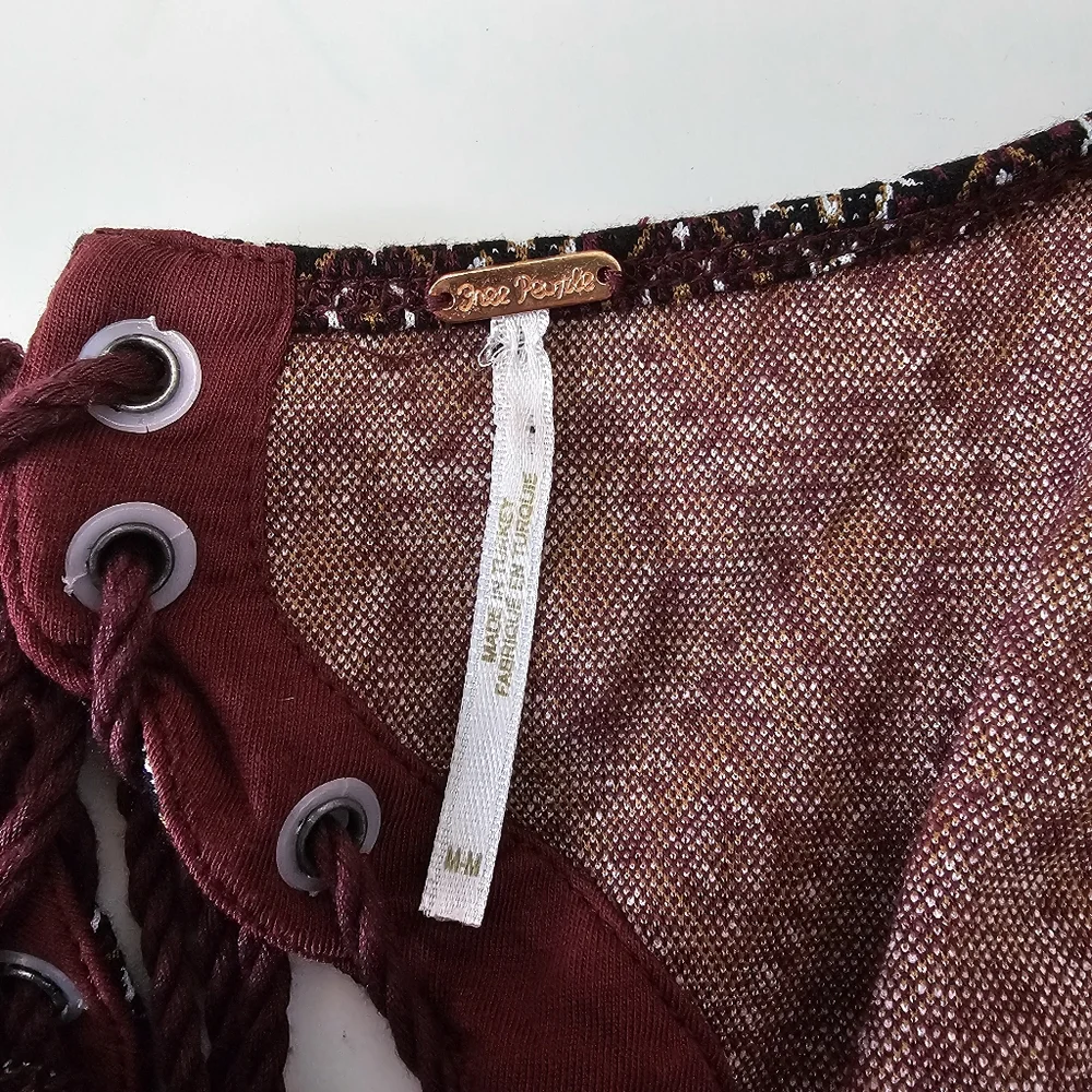 Free People Bright Side Boho Peekaboo Jacquard Tank Top Sz M